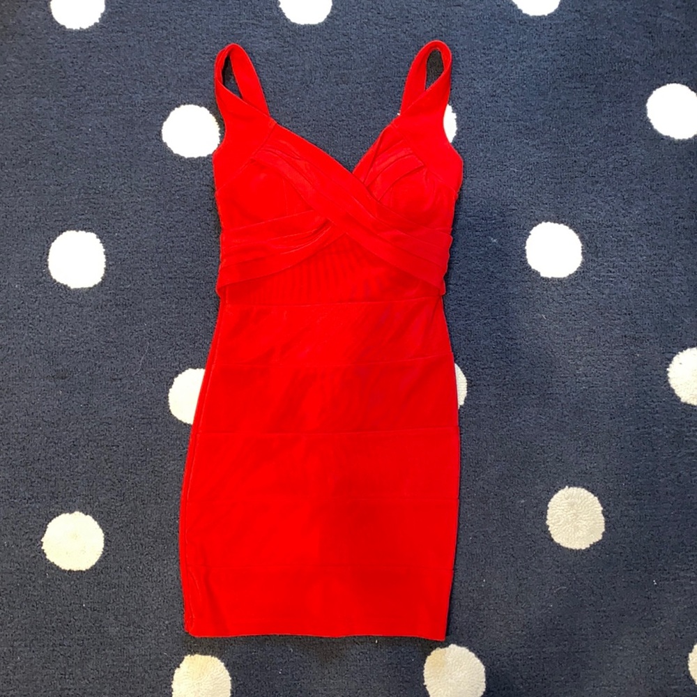 Brick red bandage dress - size S